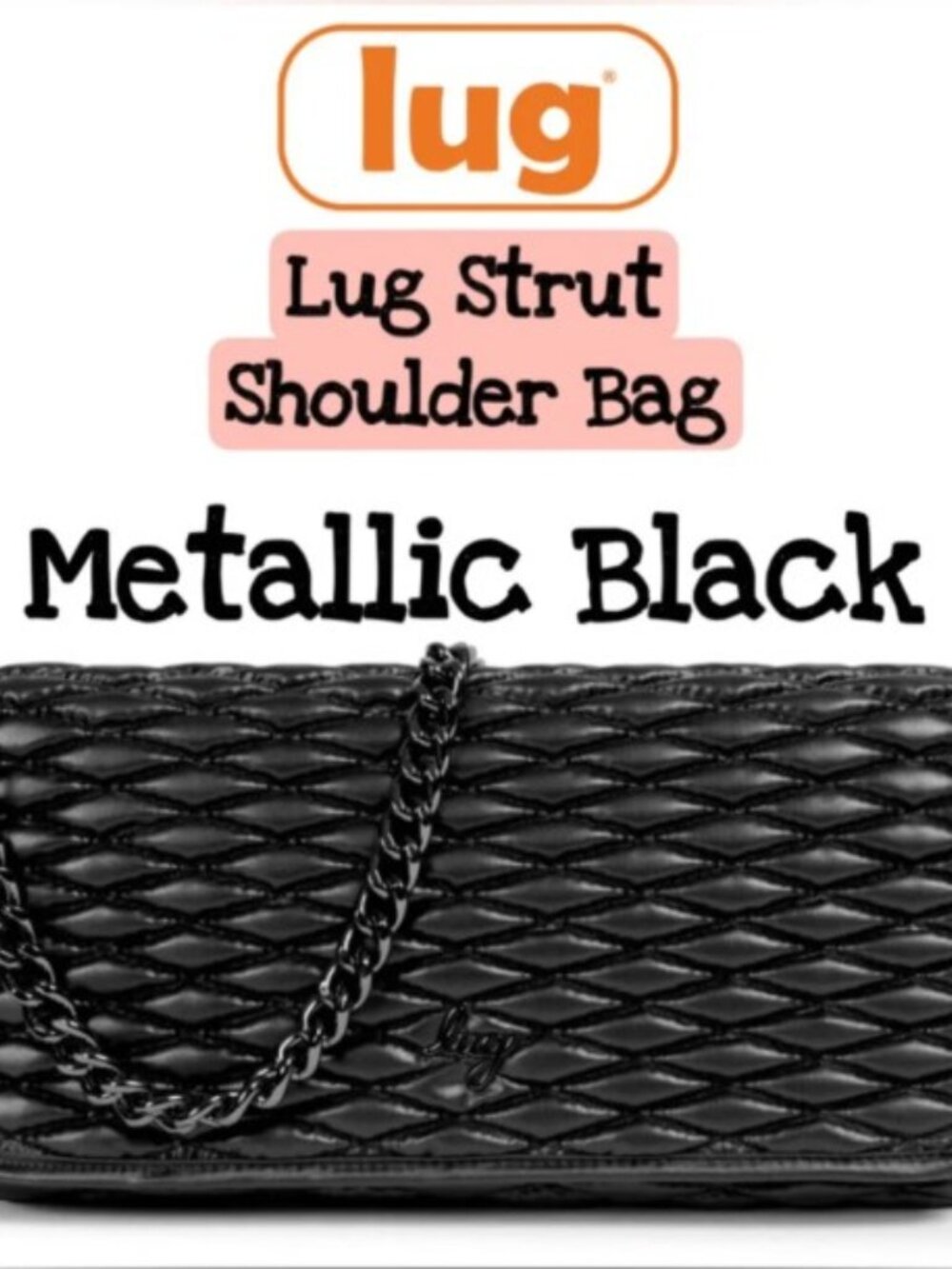 *NWT* Lug Strut Quilted Chain Shoulder Bag Metallic Black - Picture 12 of 12